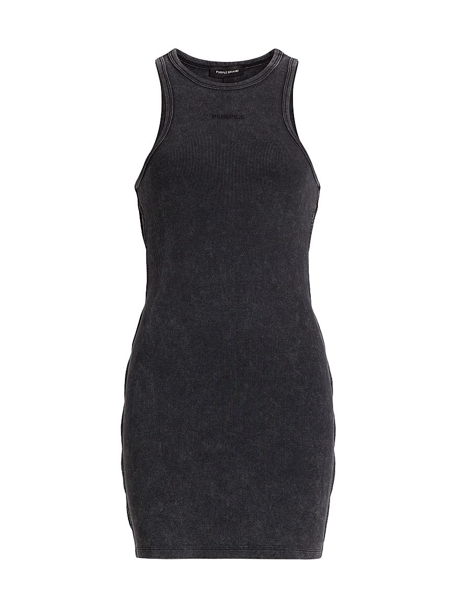 Women's Rib-Knit Side Cut-Out Minidress - Black - Size Large