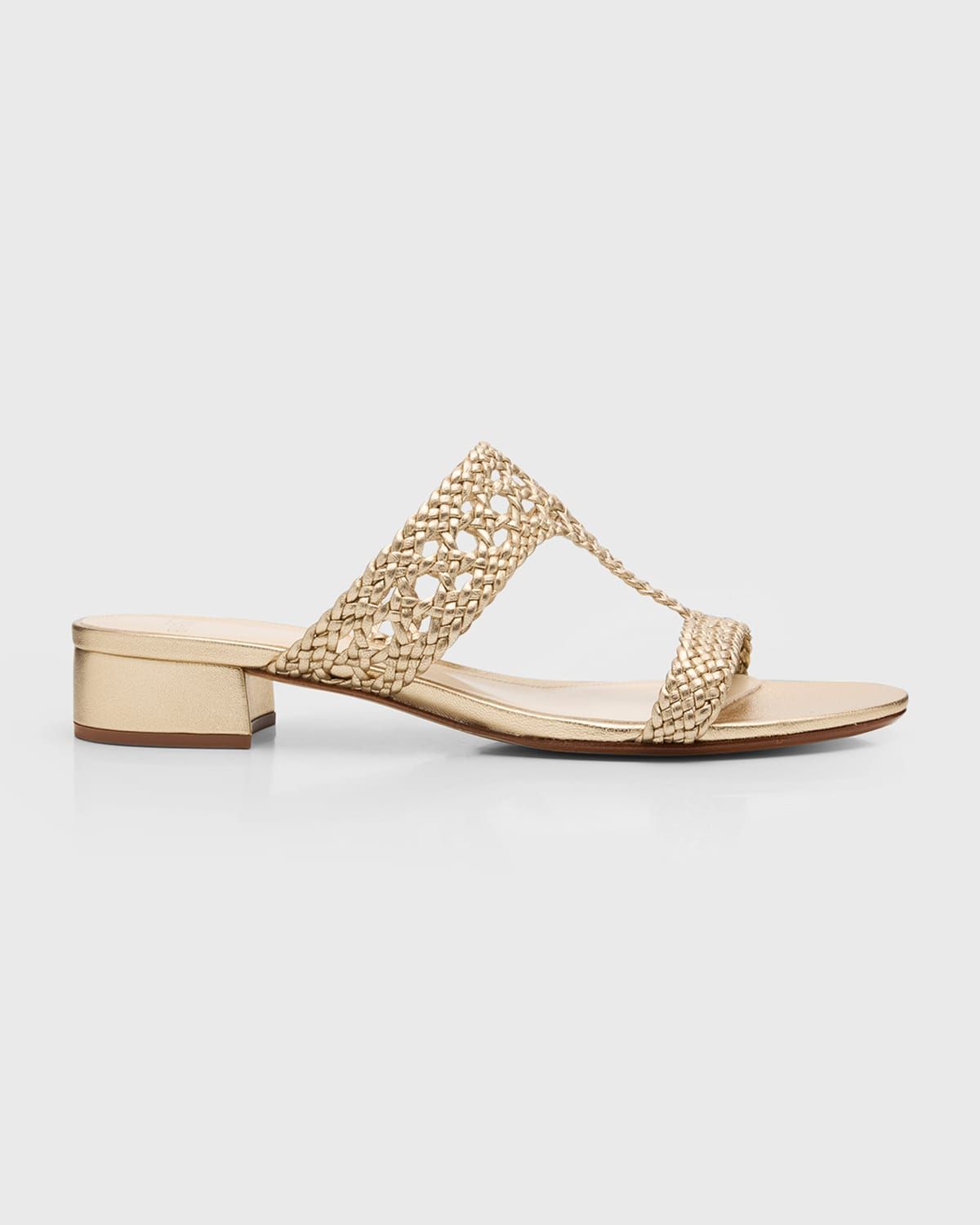 Braided Metallic Leather Block-Heel Sandals