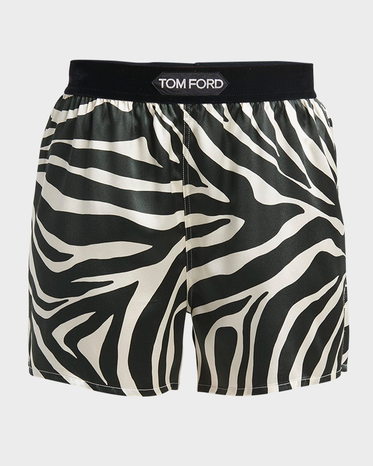 Optical Zebra Print Signature Silk Pajama Shorts