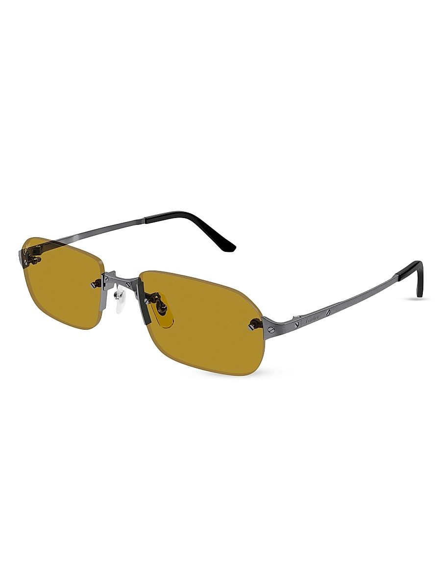 Men's Santos Classic 56MM Rectangular Sunglasses - Ruthenium Yellow