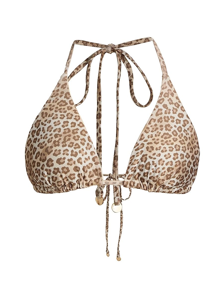 Women's Nikoleta Leopard Print Triangle Bikini Top - Light Leopard - Size Large