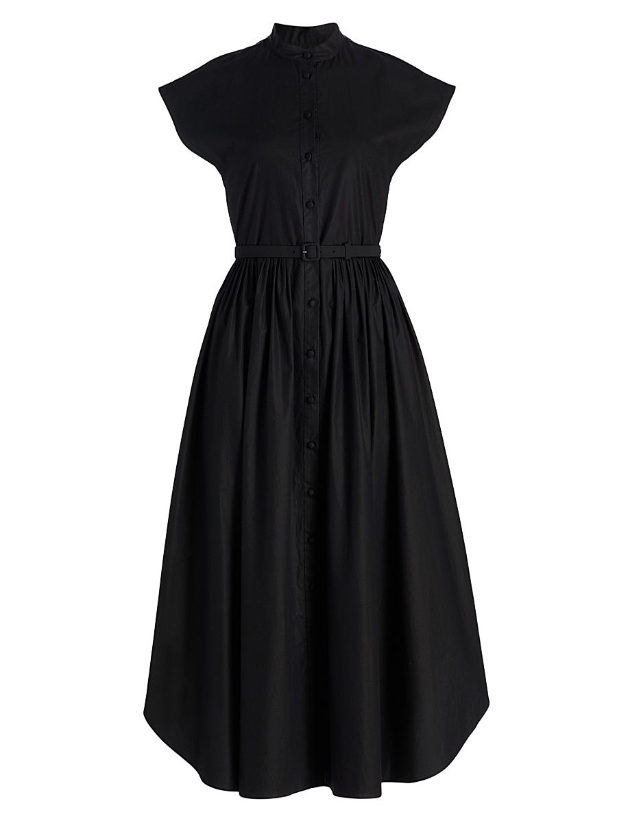 Women's Genevieve Cotton Poplin Shirtdress - Black - Size 14