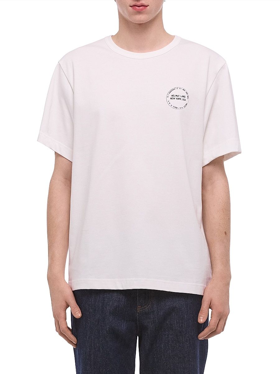 Men's Stamp Collage Cotton T-Shirt - Optic White - Size Medium