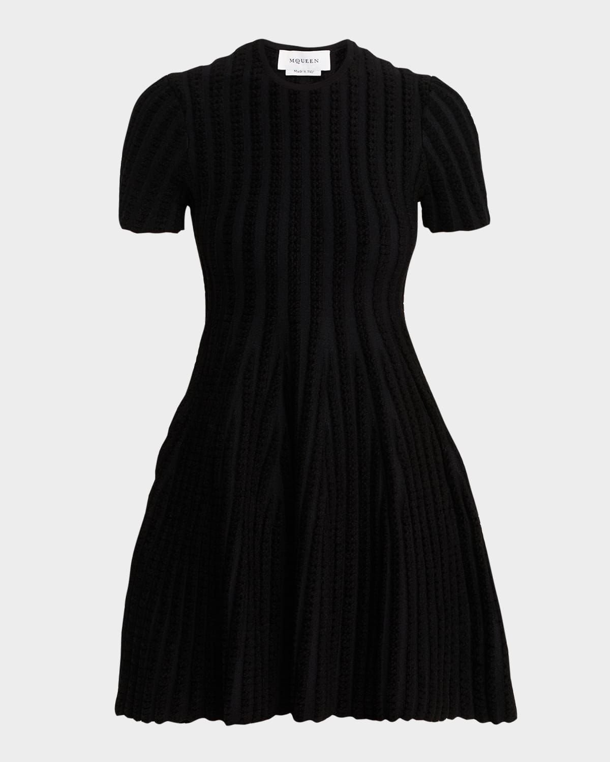 Chenille-Striped Viscose Mini Dress