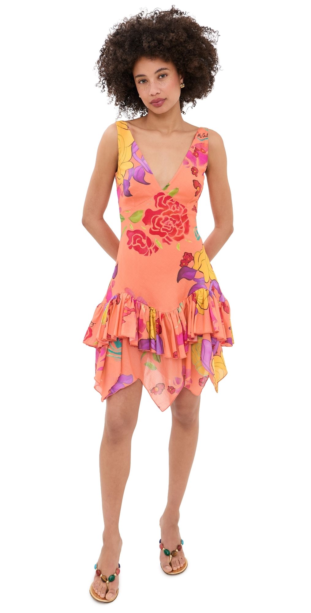 Donde Esteban Guava Flores Mini Dress Pink Multi S
