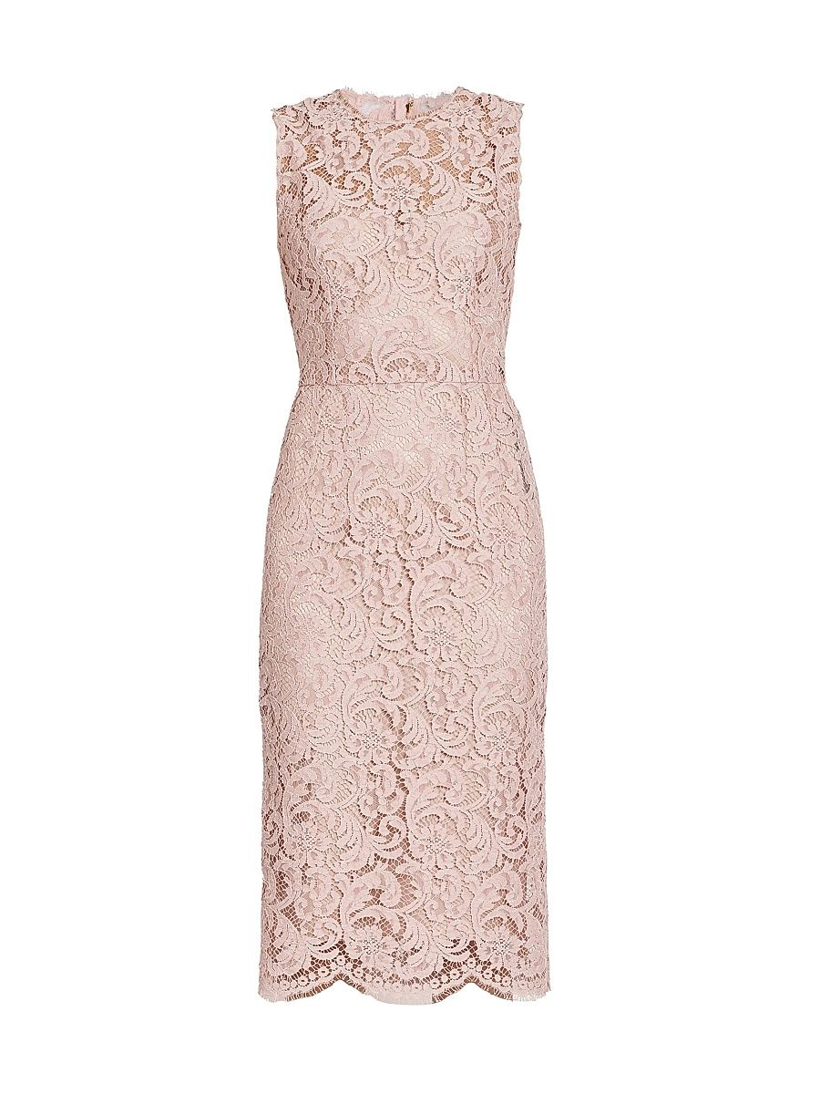 Women's Lace Sheath Midi-Dress - Rosa - Size 12