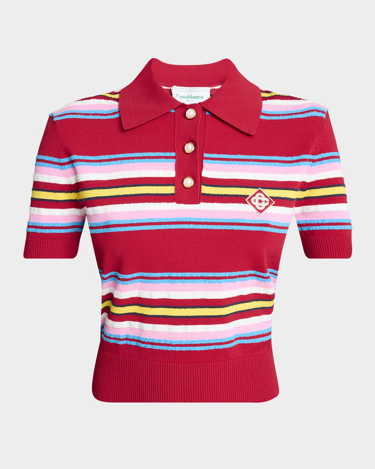 Striped Polo Logo Patch Crop Top