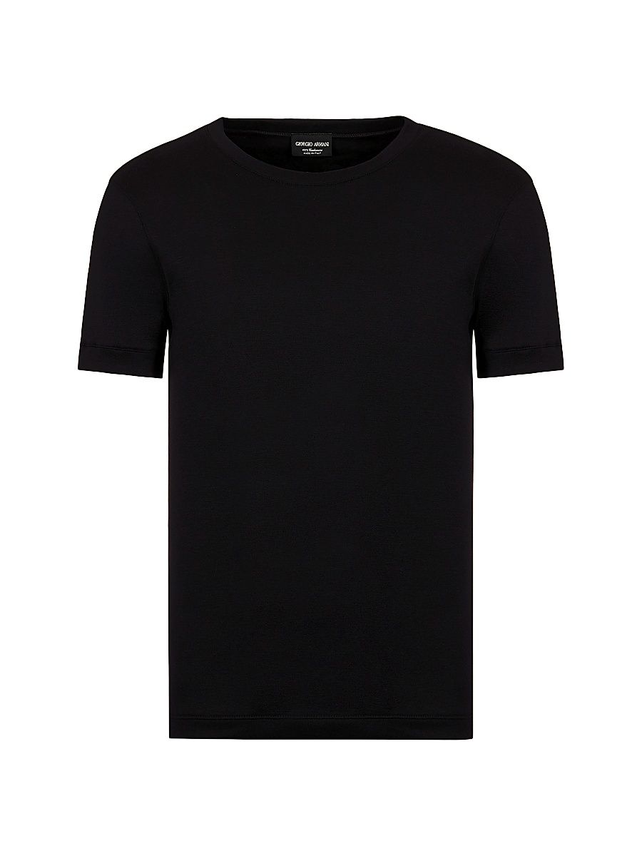 Men's Cashmere Jersey Short-Sleeve T-Shirt - Nero - Size 36