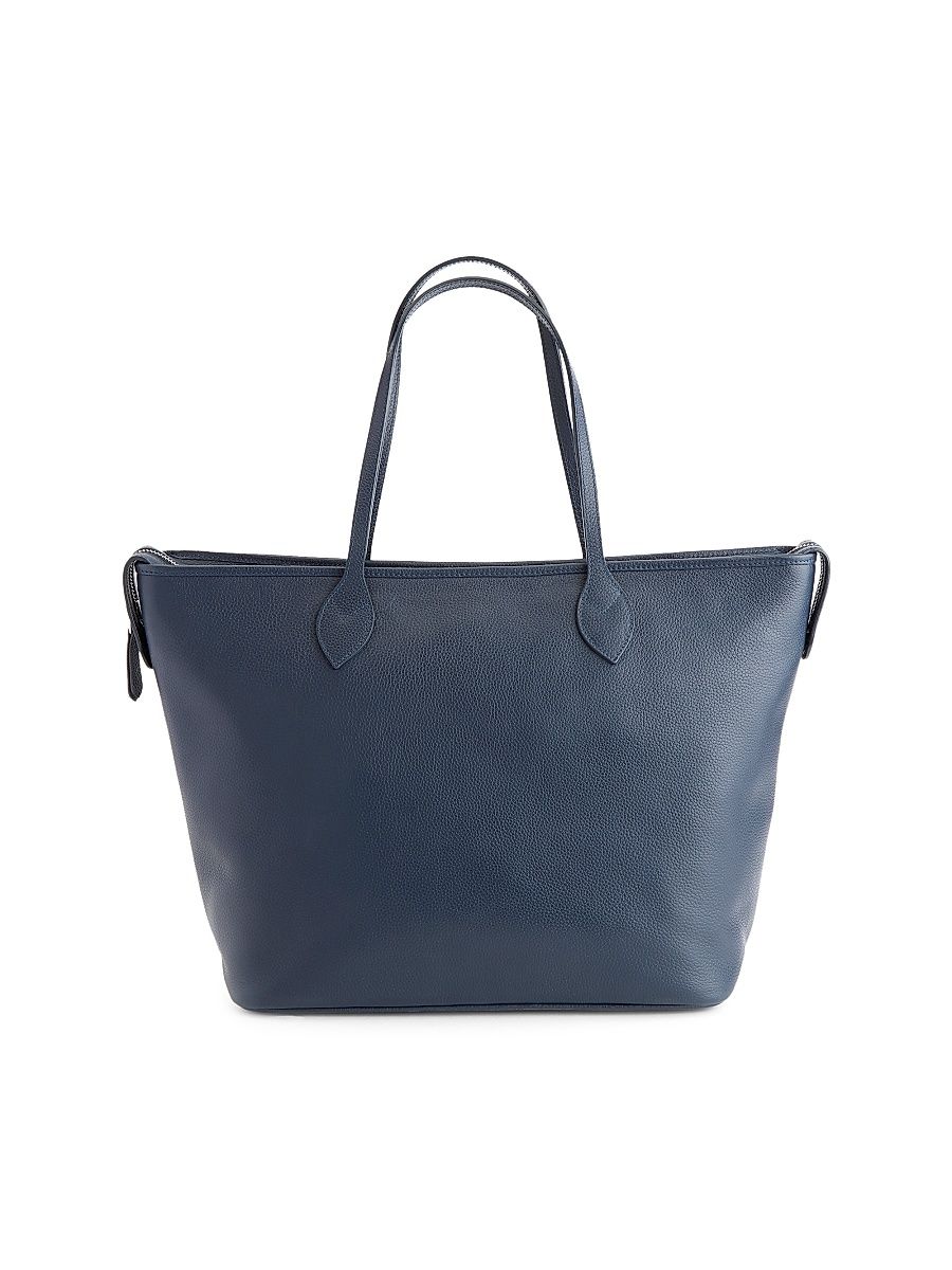 Women's Pebble Grain Wide Tote Bag - Navy Blue