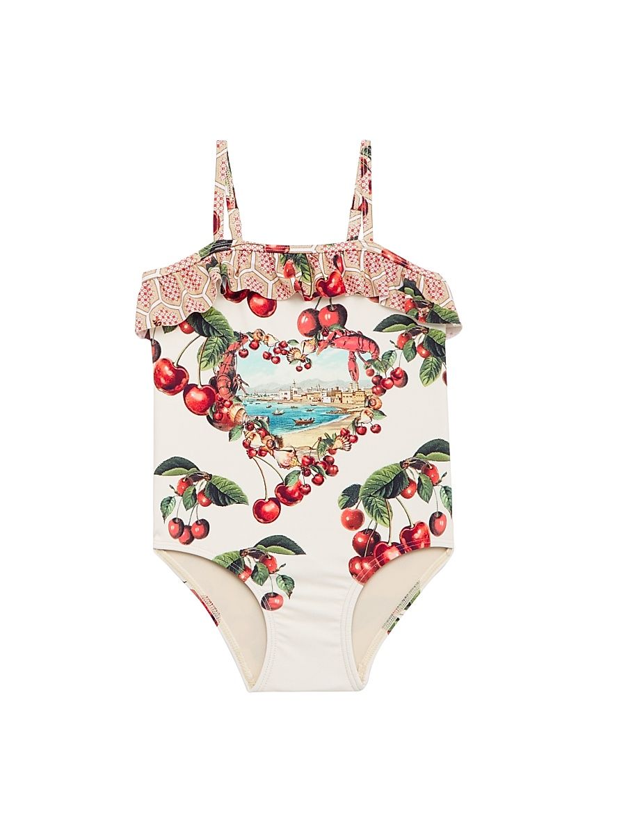 Baby Girl's & Little Girl's Cherry Print One-Piece Swimsuit - Notes From The Road - Size 2