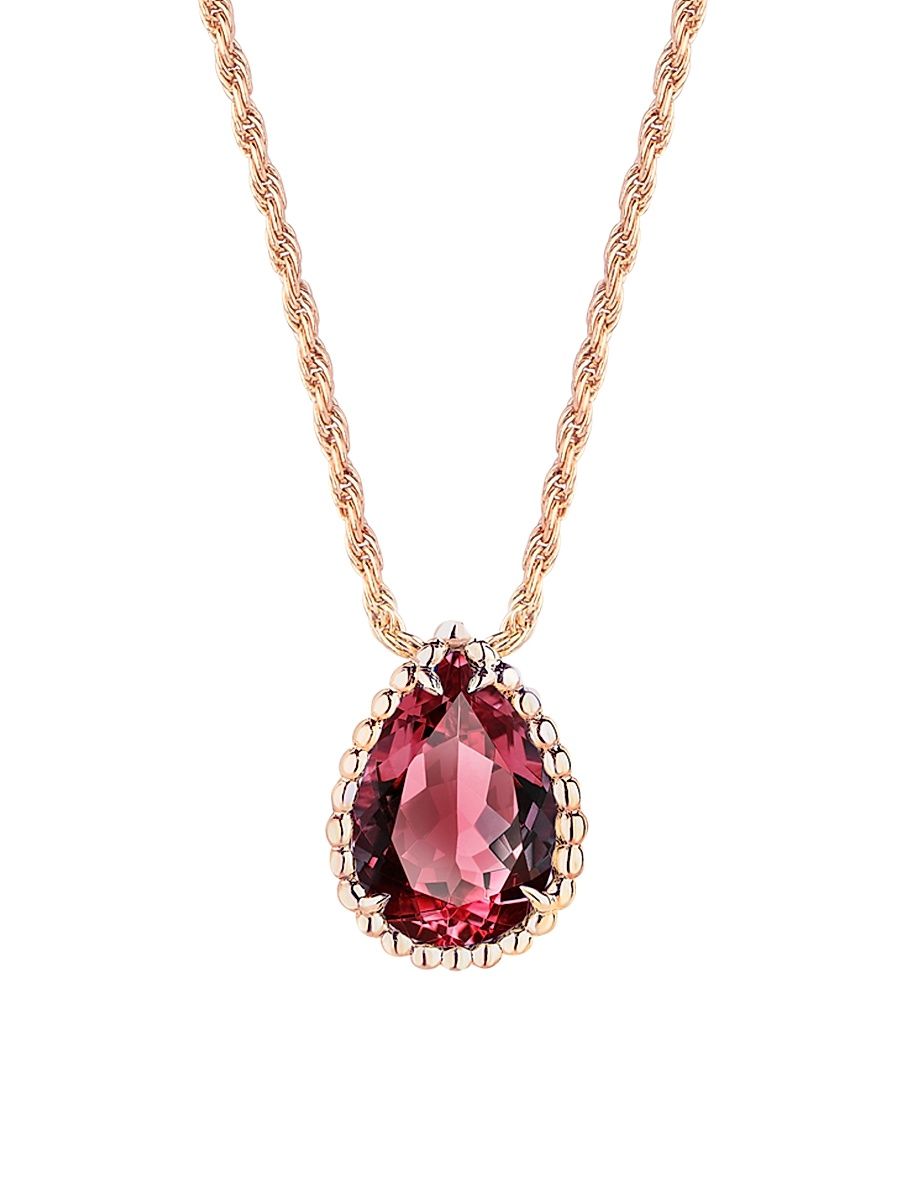 Women's Serpent Bohéme 18K Rose Gold & Rhodalite Pendant Necklace - Pink Gold - Size Small