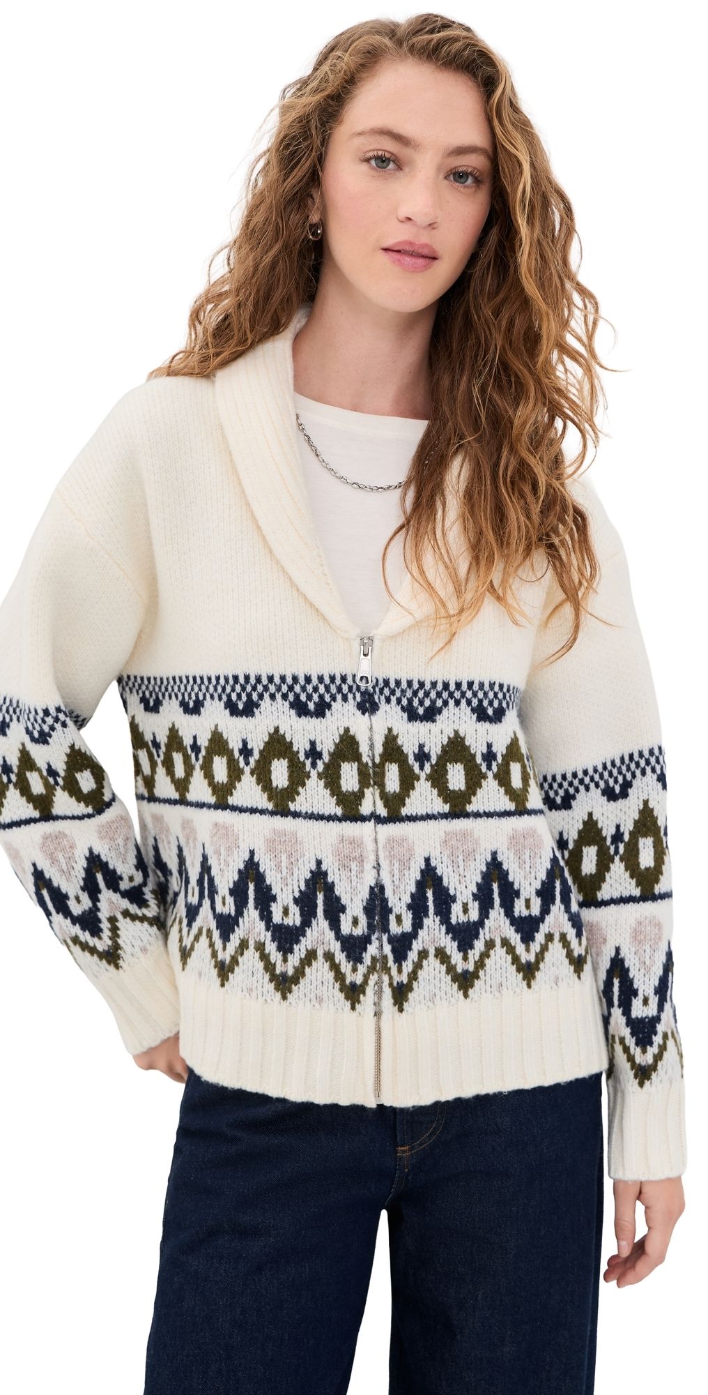 Joe's Jeans The Inga Fair Isle Cardigan Ecru Multi Fair Isle M