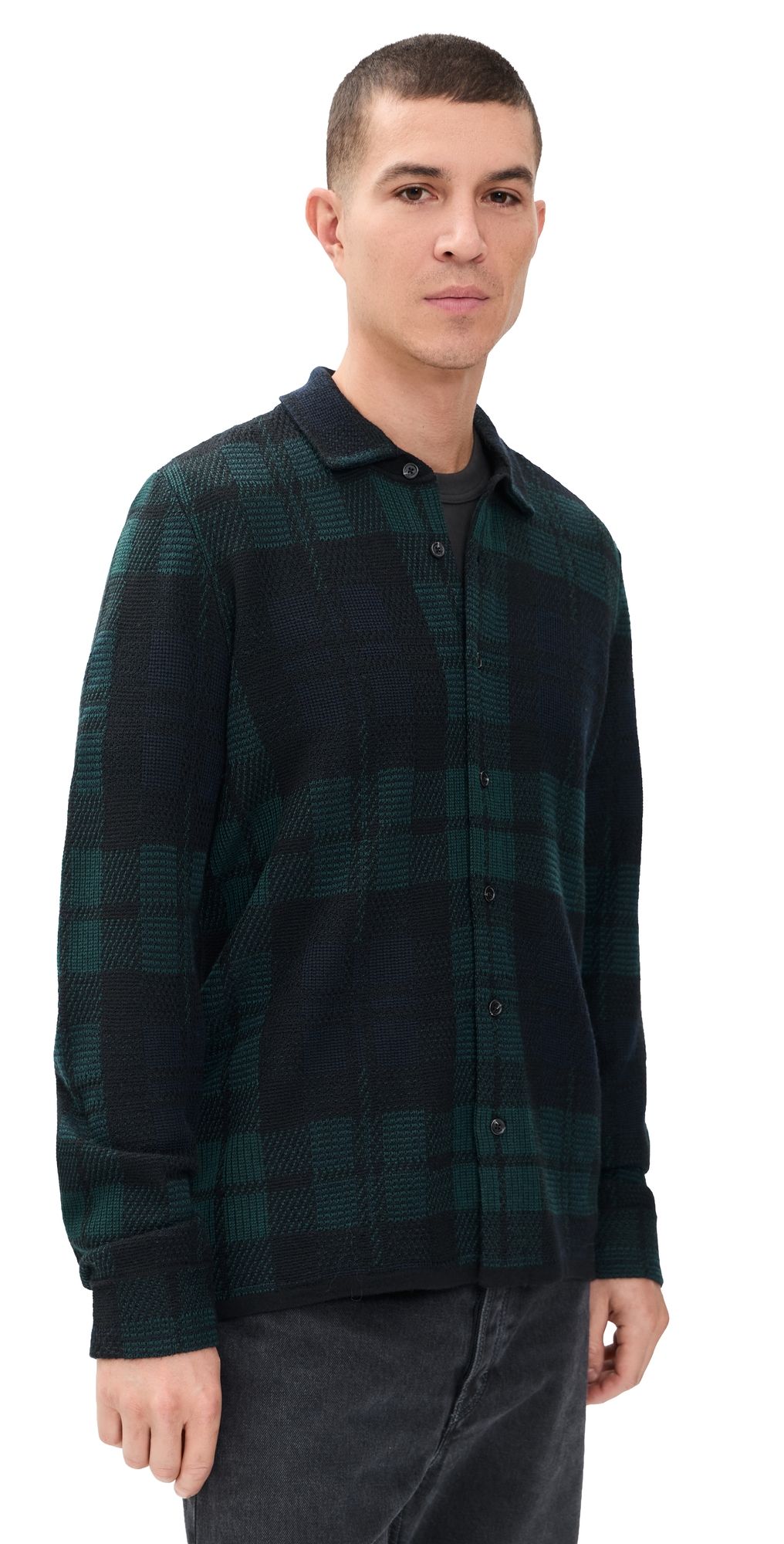 rag & bone Knit Plaid Dalton Full Button Sweater Blumt S