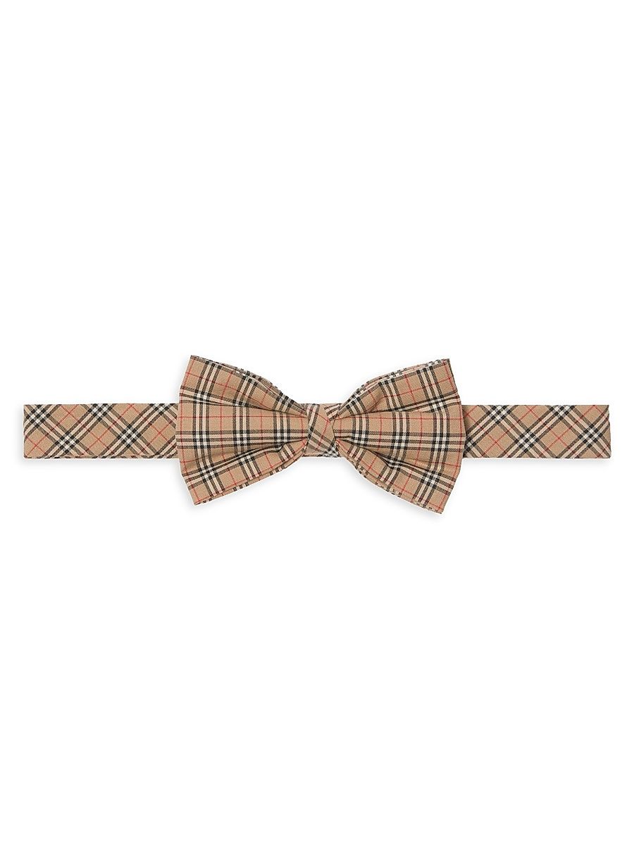 Boy's Cotton Check Bowtie - Archive Beige