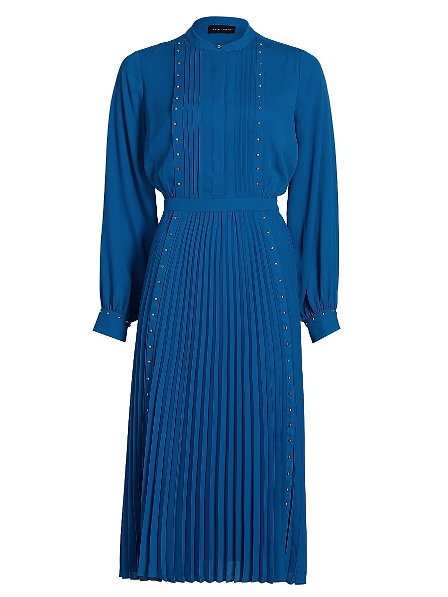 Women's The Alania Pleated Midi-Dress - Blue Stone - Size 16
