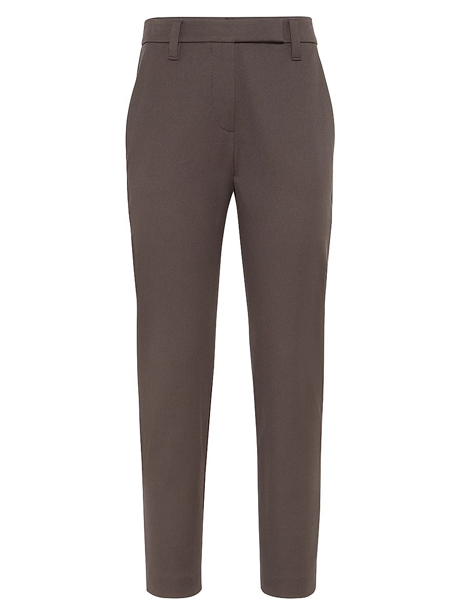 Women's Stretch Cotton Cover Slim Fit Trousers - Cocoa - Size 10