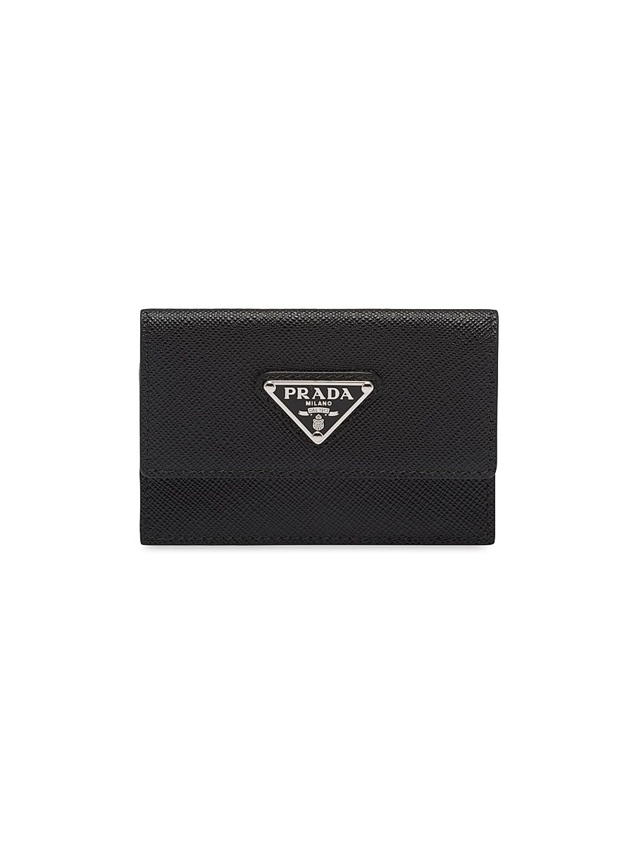 Men's Saffiano Leather Card Holder - Black