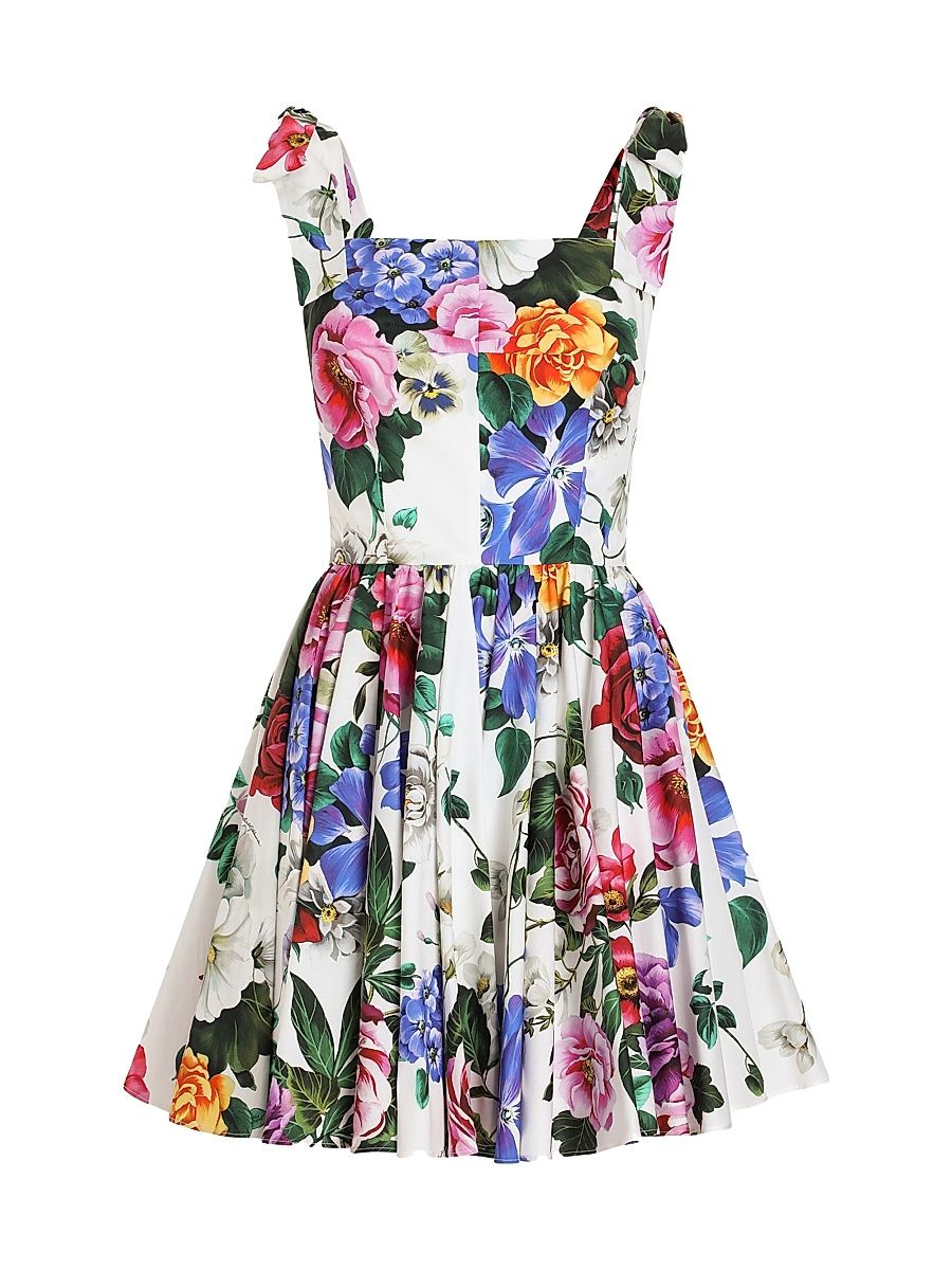 Women's Poppies Cotton Minidress - Mix Fiori Cretonne - Size 4