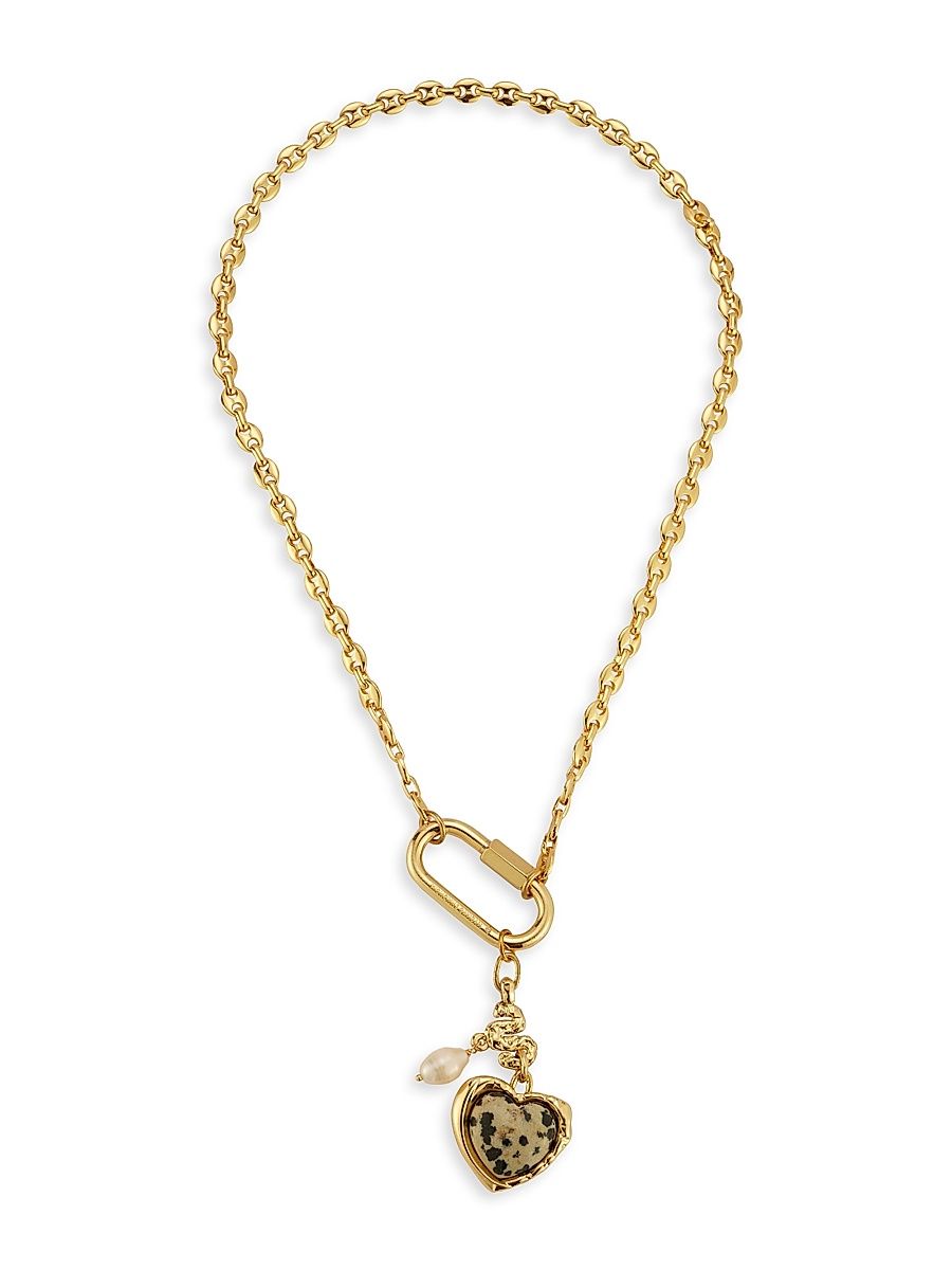 Women's Gabriela 14K-Gold-Plated, Dalmatian Jasper & Cultured Freshwater Pearl Charm Necklace - Gold