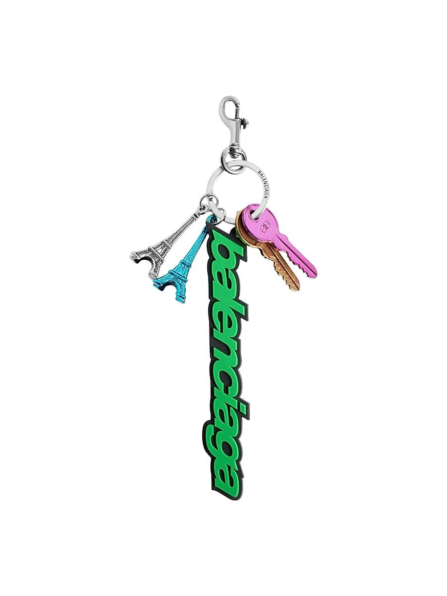 Women's Biker Charm Keychain - Green Black