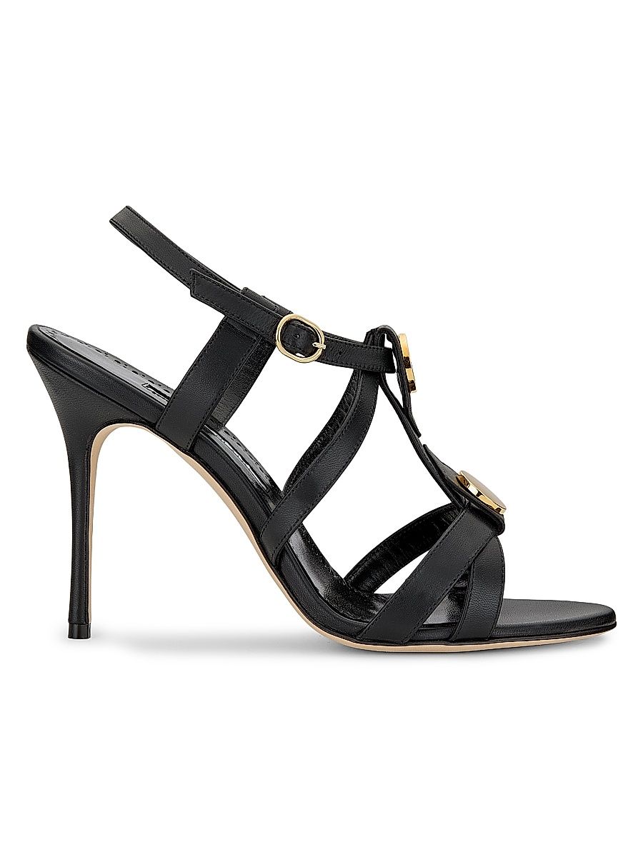 Women's Giza 105MM Leather Sandals - Black - Size 9.5