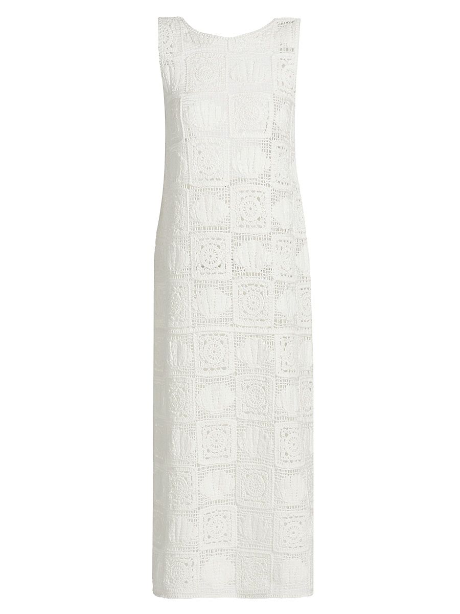 Women's Calla Crochet-Knit Midi-Dress - White Sea Shell Crochet - Size XL