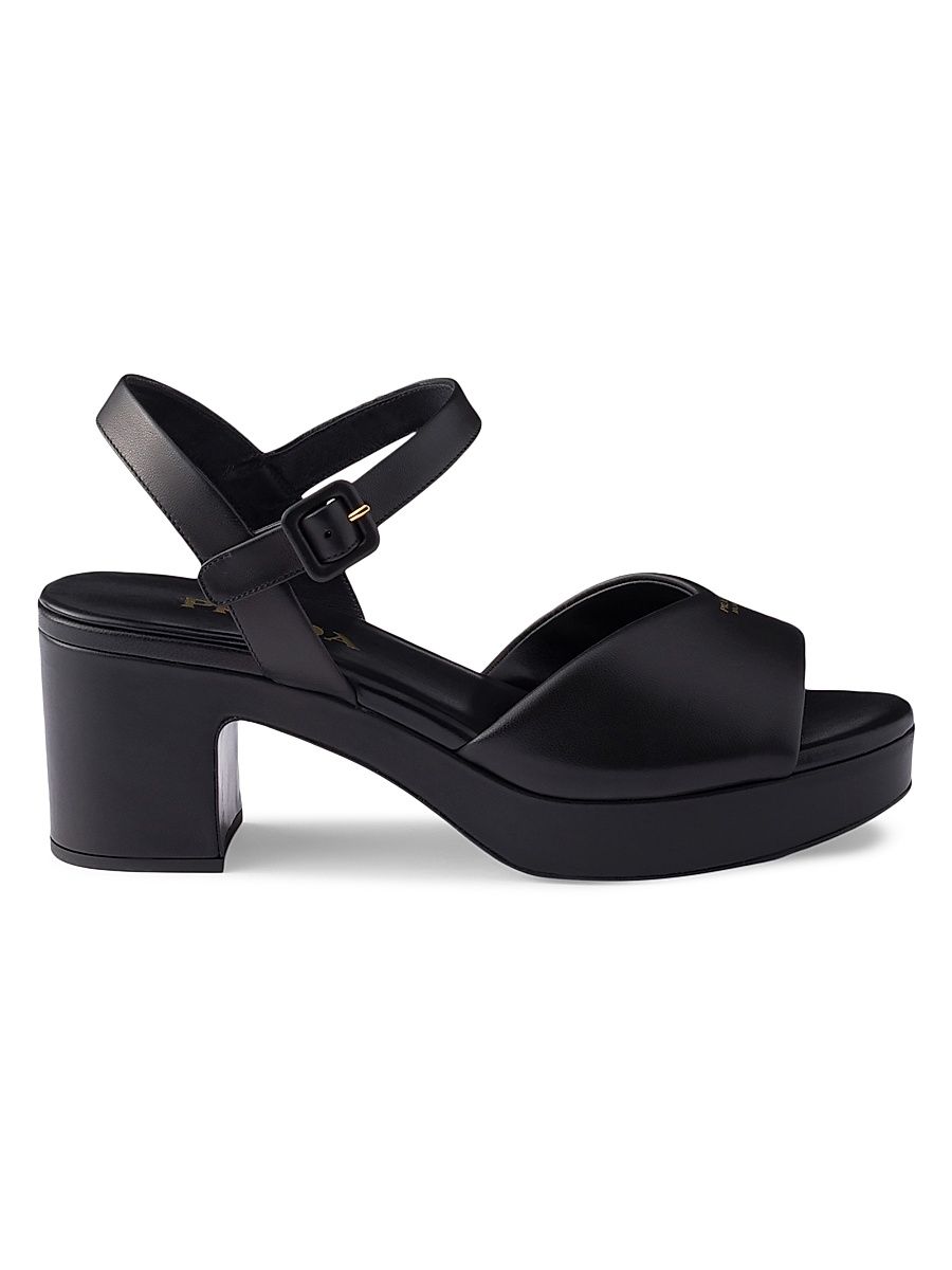 Women's Nappa Leather Sandals - Black - Size 11