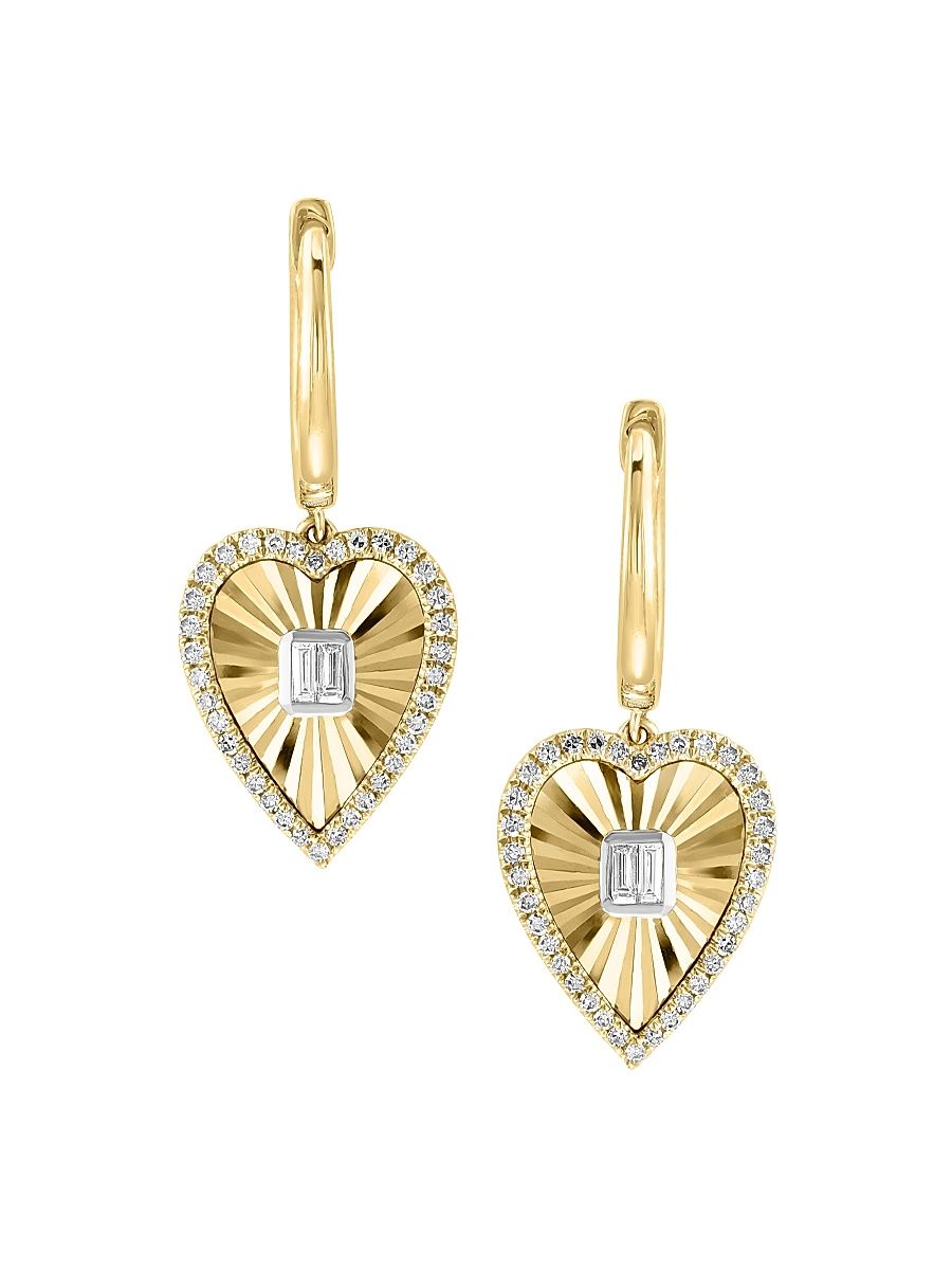 Women's 14K Yellow Gold & 0.34 TCW Diamond Huggie Earrings - Yellow Gold