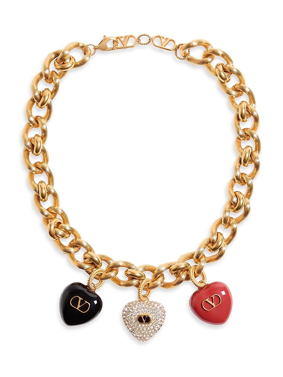 Women's Coeur Royal Necklace in Metal, Enamel and Swarovski Crystals - Antique Brass