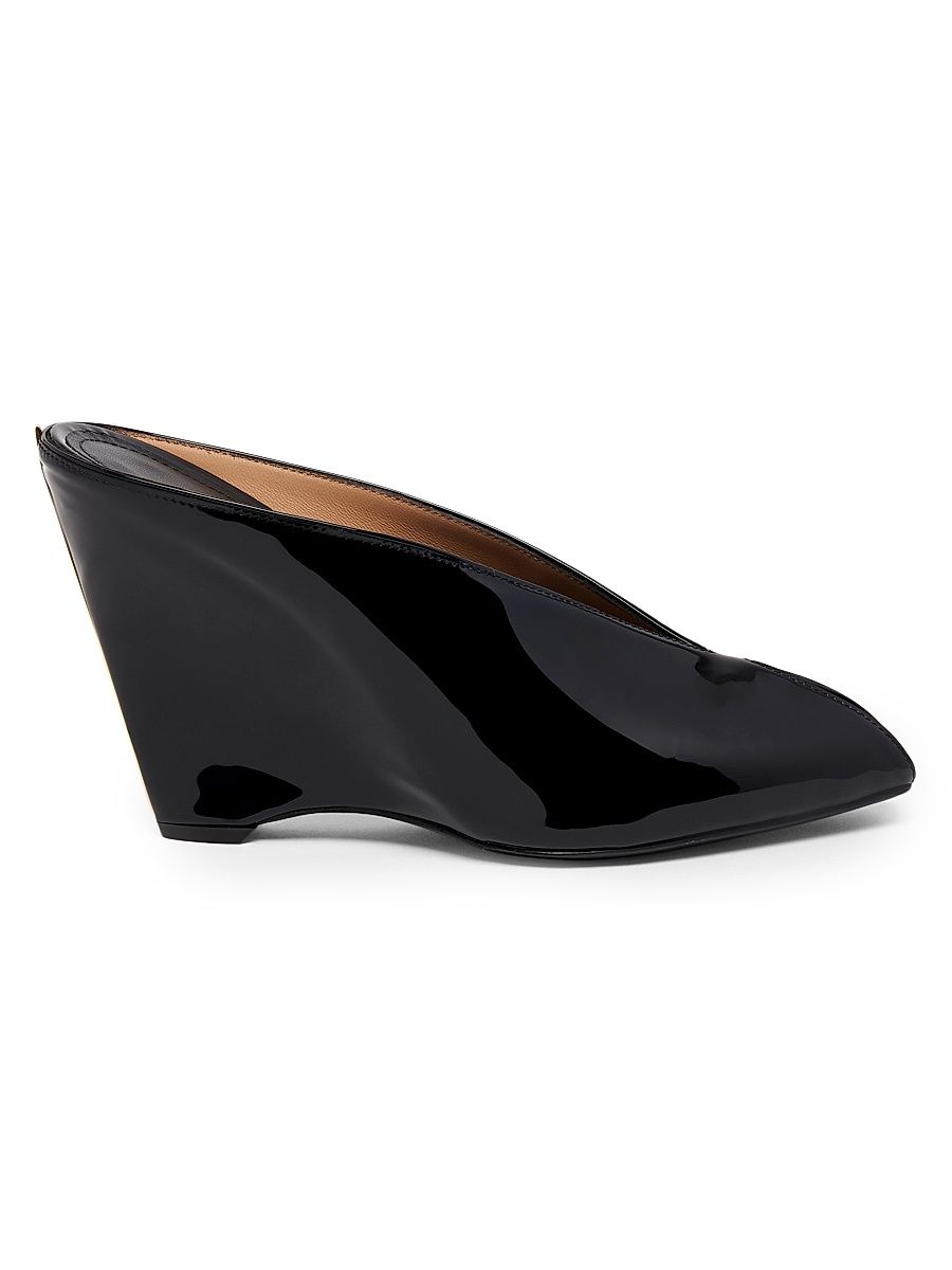 Women's Alicia 95MM Patent Leather Wedge Mules - Nero - Size 11