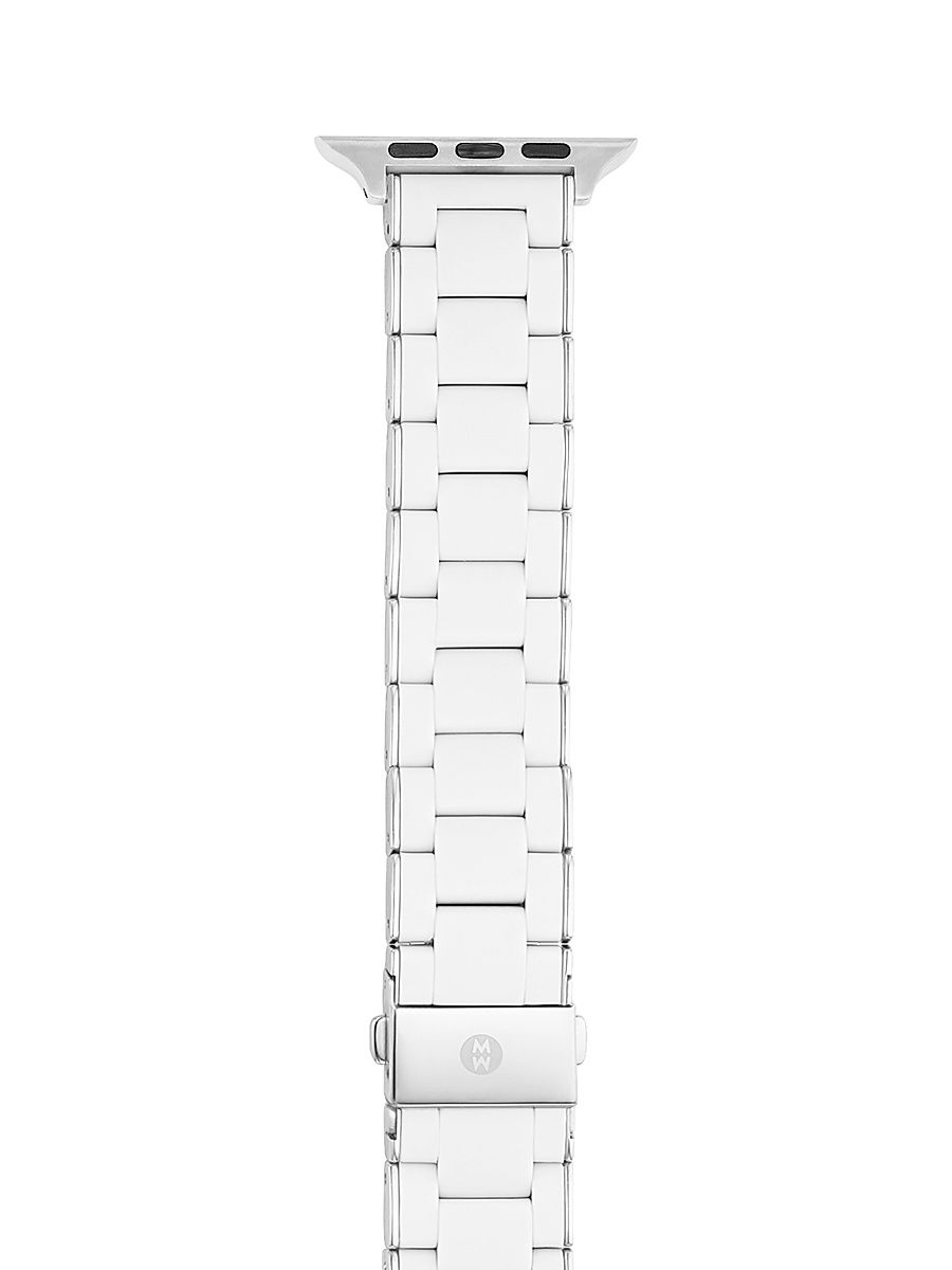 Women's Apple Watch Stainless Steel & Silicone Bracelet Strap/38/40/41 & 42/44/45/49MM - White