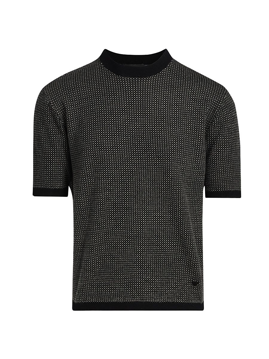 Men's Micro Dot Short-Sleeve Crewneck Sweater - Black - Size Large