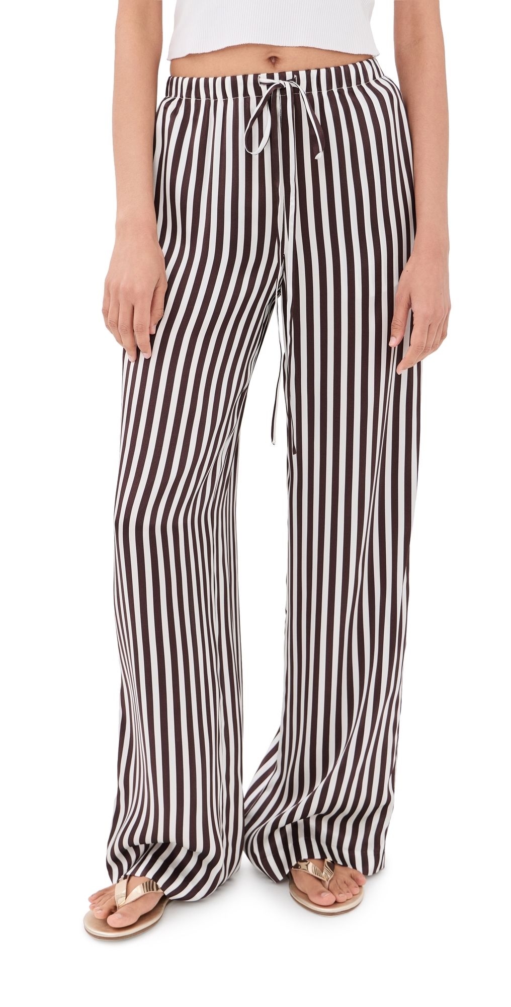 SPRWMN Kauai Silk Pants Brown Stripes M