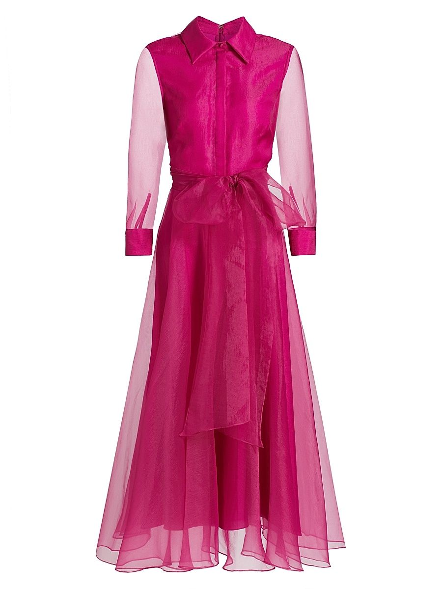 Women's Starlette Organza Midi-Shirtdress - Sunset Fuchsia - Size 4