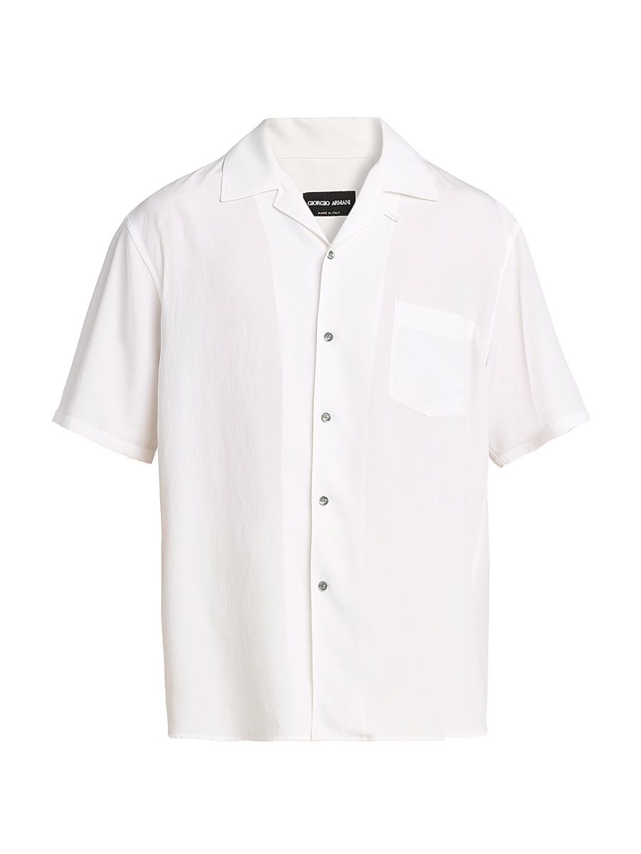 Men's Woven Camp Shirt - White - Size 38