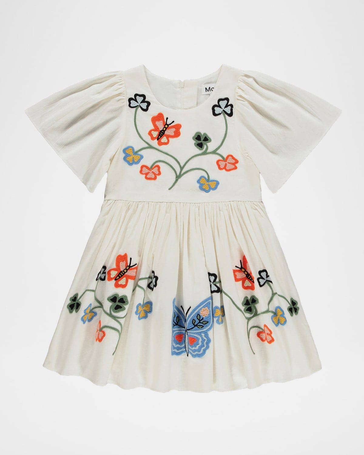 Girl & apos;s Carlin Embroidered Butterfly-Sleeve Dress