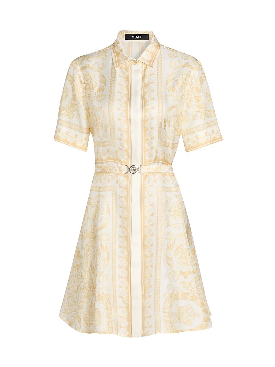 Women's Barocco 92 Foulard Silk Twill Shirtdress - Washed Out Gold - Size 12