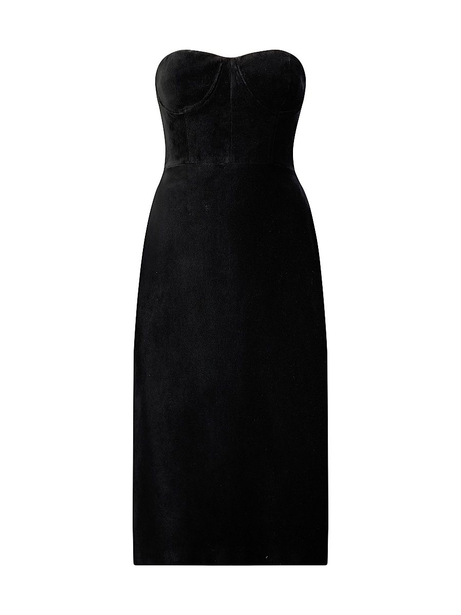 Women's Velvet Bustier Strapless Dress - Black - Size 10