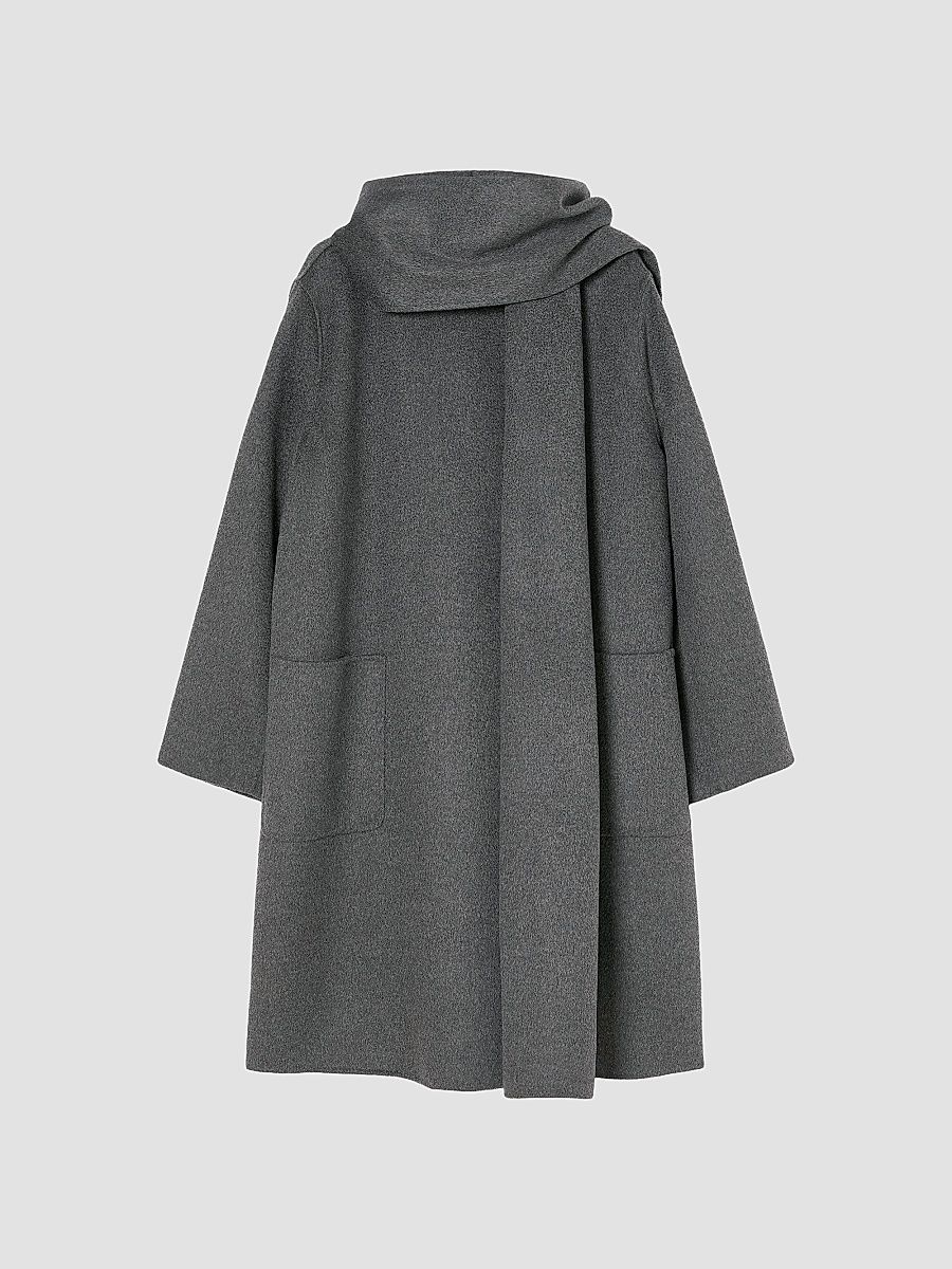 Women's Double Wool Coat - Dark Grey - Size 20