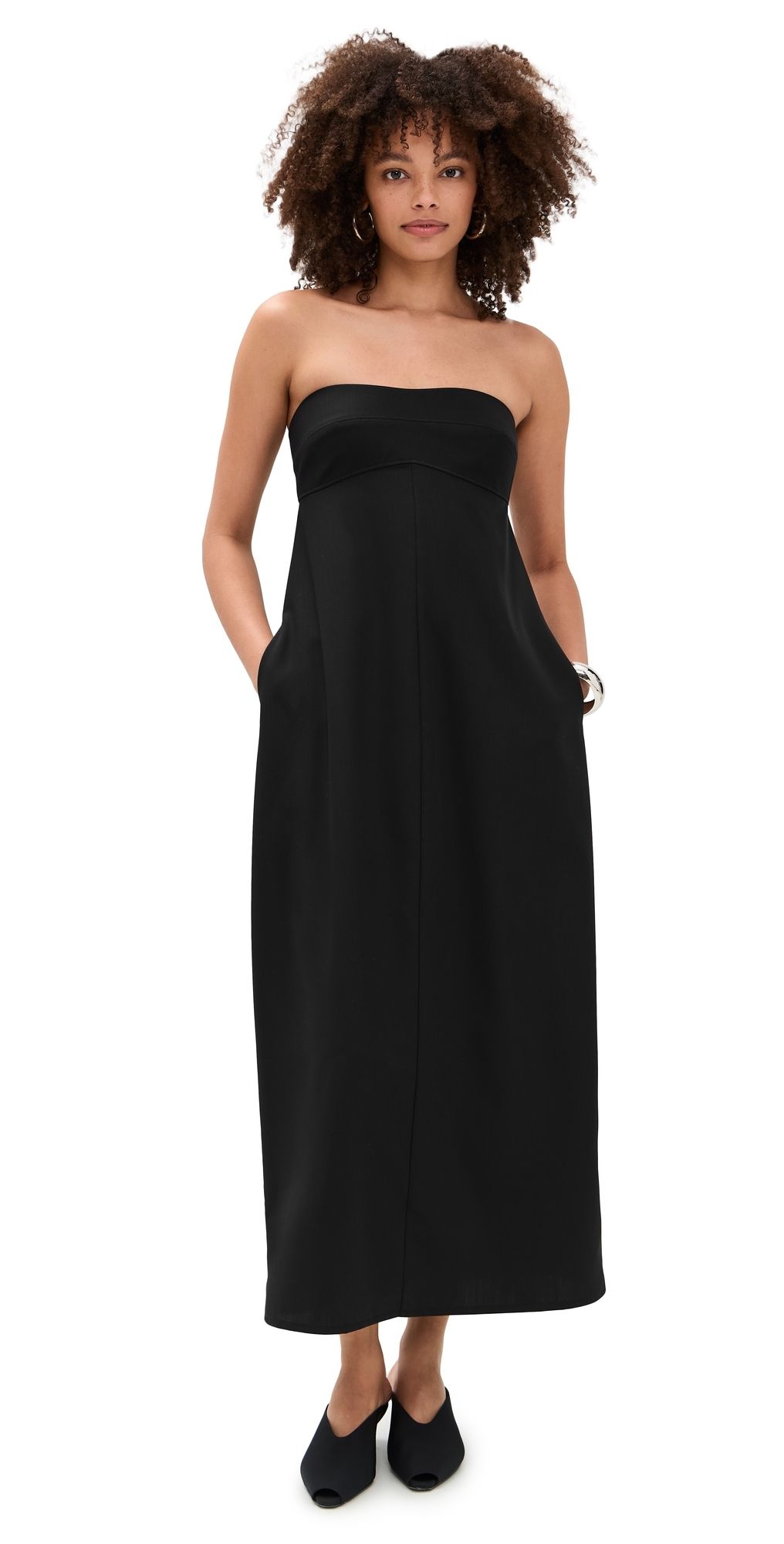 St. Agni Wool Strapless Cocoon Dress Black S