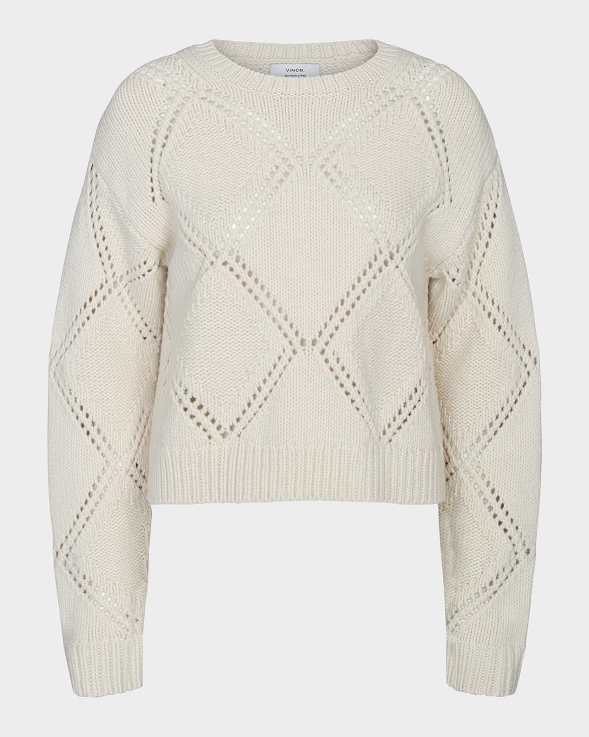 Textured Argyle Italian Wool Sweater
