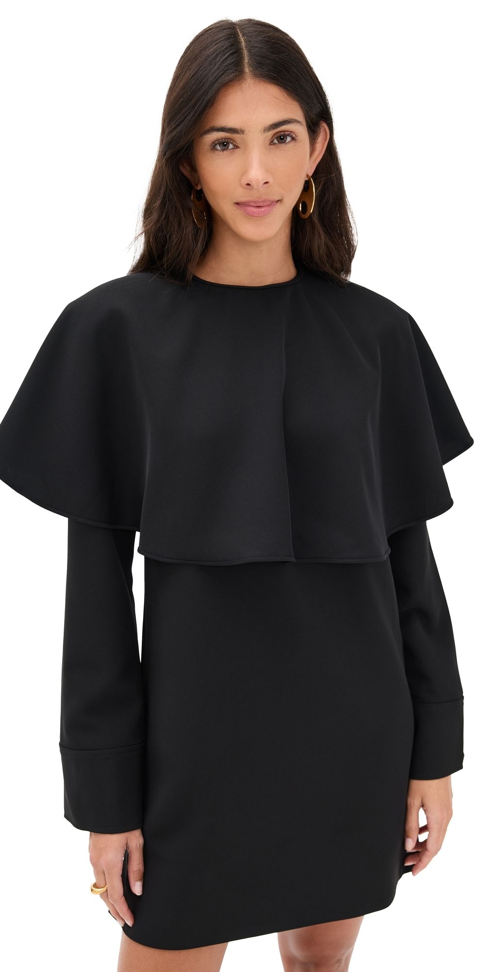 GANNI Light Twill Suiting Circle Collar Mini Dress Black 38