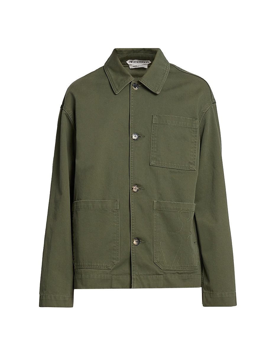 Men's Patch Pocket Cotton Jacket - Washed Green - Size XL