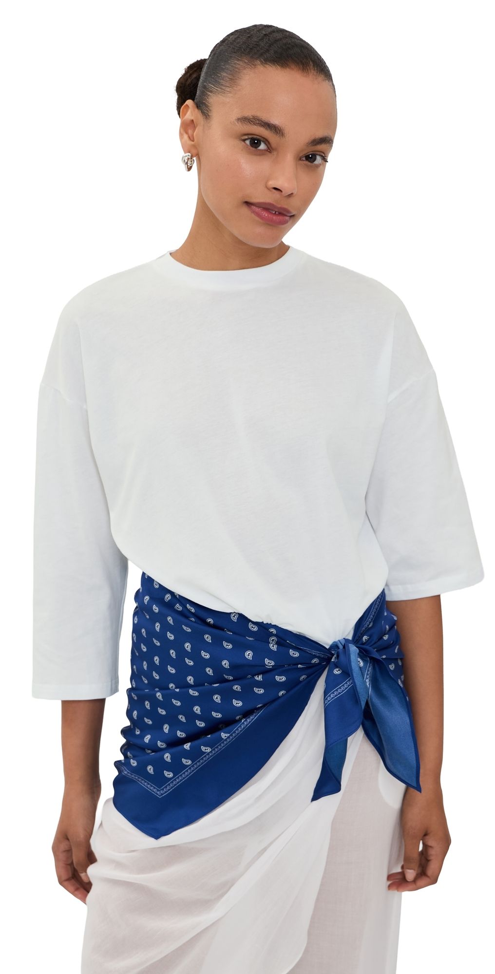 Christopher Esber Bandana Scarf Pareo Tee White/Indigo Bandana Print 6