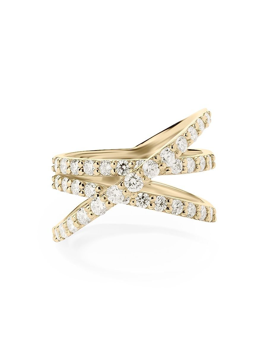 Women's Flawless 14K Yellow Gold & 1.52 TCW Diamond Crisscross Ring - Yellow Gold - Size 7