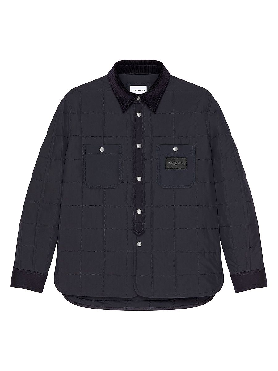 Men's Couture Seam Quilted Overshirt Paris Patch - Navy - Size Large