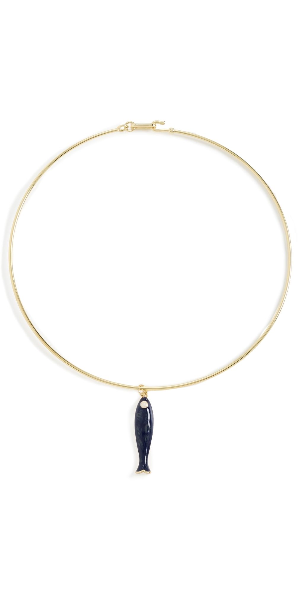 By Adina Eden Pearl Eye Enamel Fish Wire Choker NAVY One Size