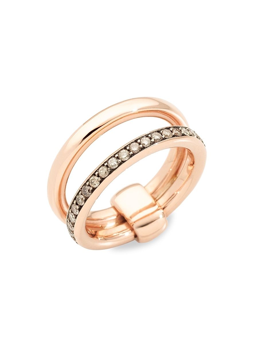 Women's Iconica 18K Rose Gold & Brown Diamond Stack Ring - Rose Gold - Size 6.75
