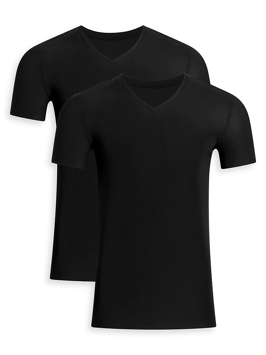 Men's Classic Microfiber V-Neck Undershirt 2-Pack - Black - Size XXL