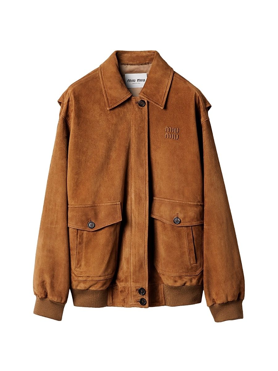 Women's Suede Blouson Jacket - Brown - Size 6